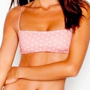 NWTS Skin By Same Women's Pink Floral Bikini Bandeau Top Size Large